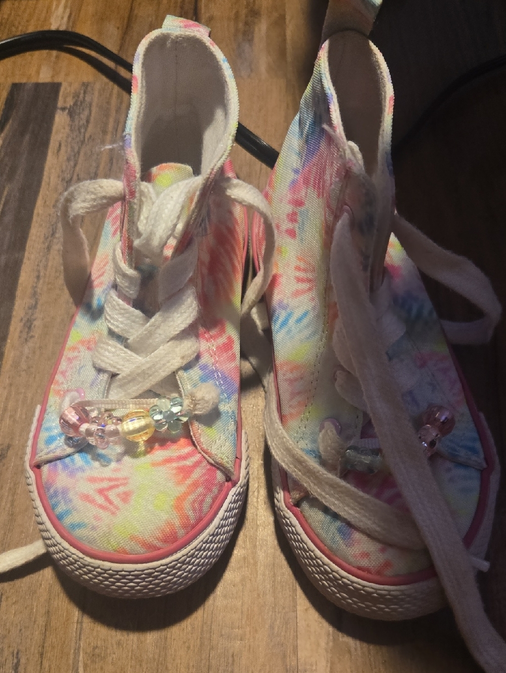 The Children's Place Multicolor Tie-Dye High-Top Sneakers with Bead Accent